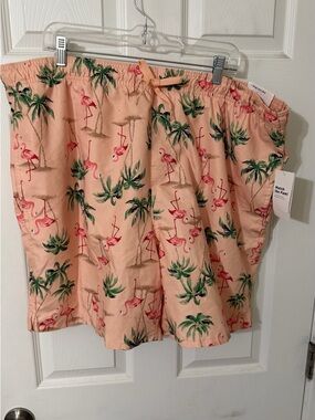 Old Navy Peach Flamingo Print Swim Shorts NWT